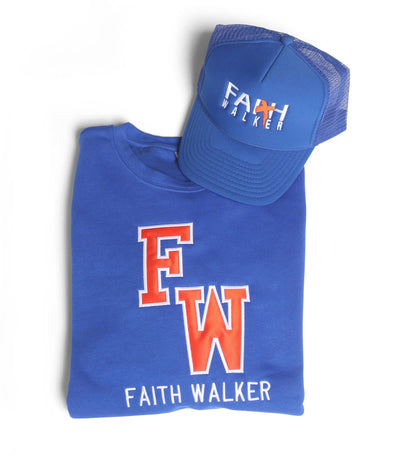Faith Walker Trucker Hat- Blue & Orange