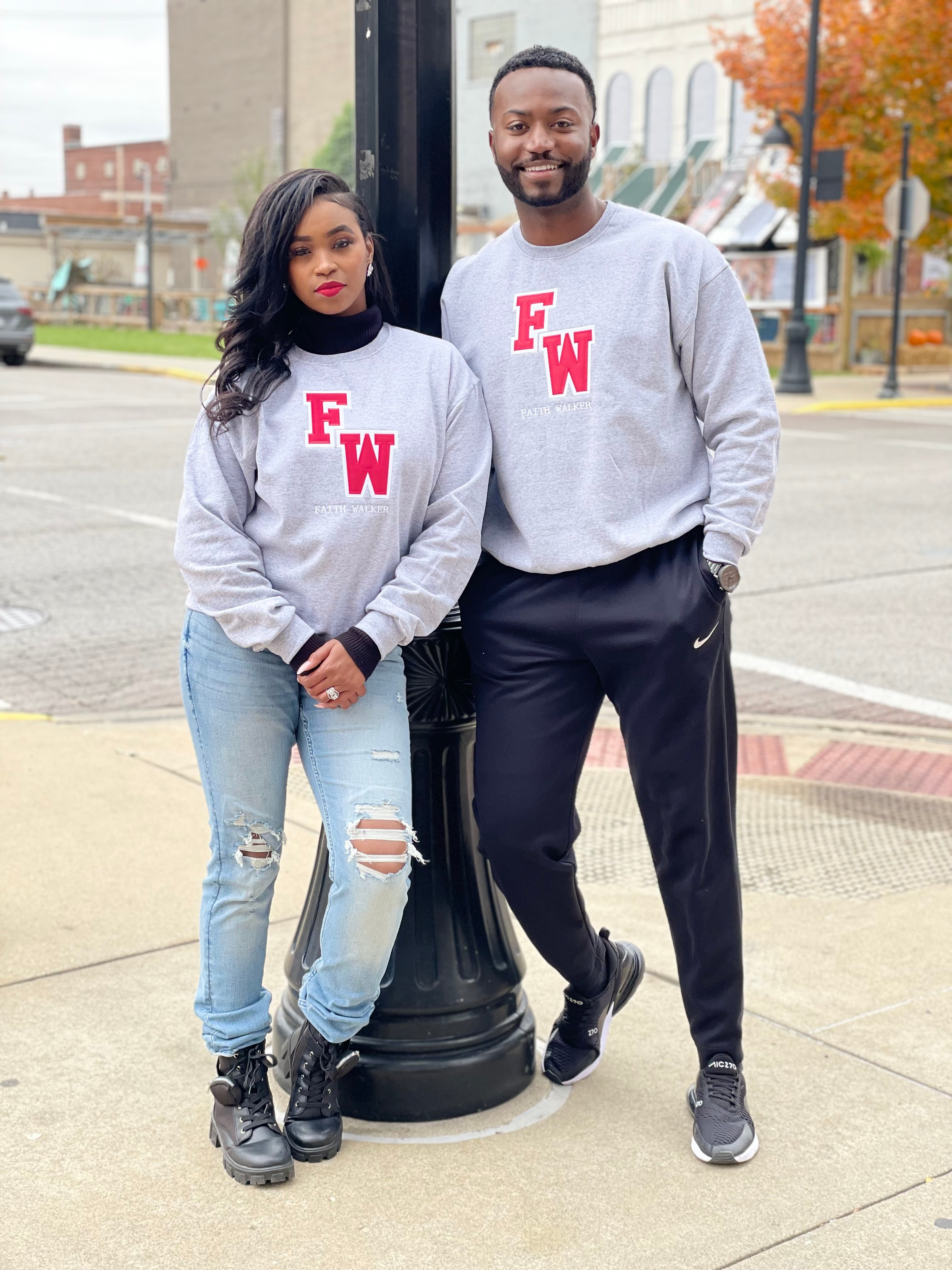 Gray Letterman Crewneck Faith Walker